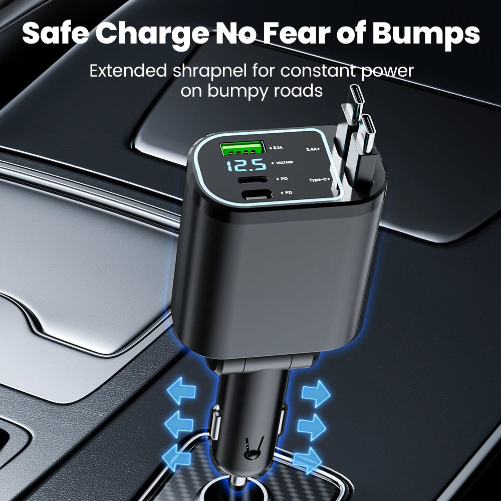 OHMORA Retractable Car Charging USB