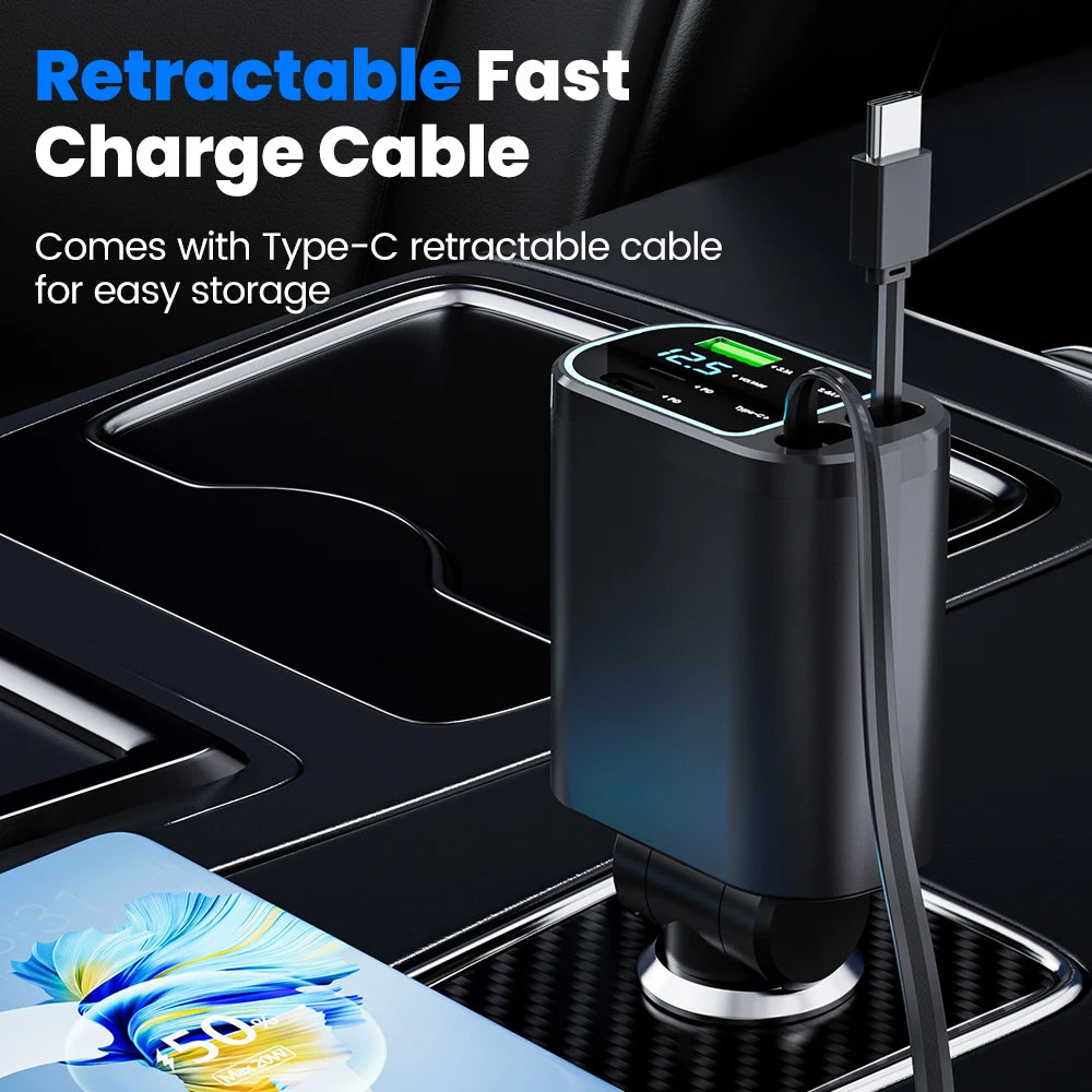 OHMORA Retractable Car Charging USB