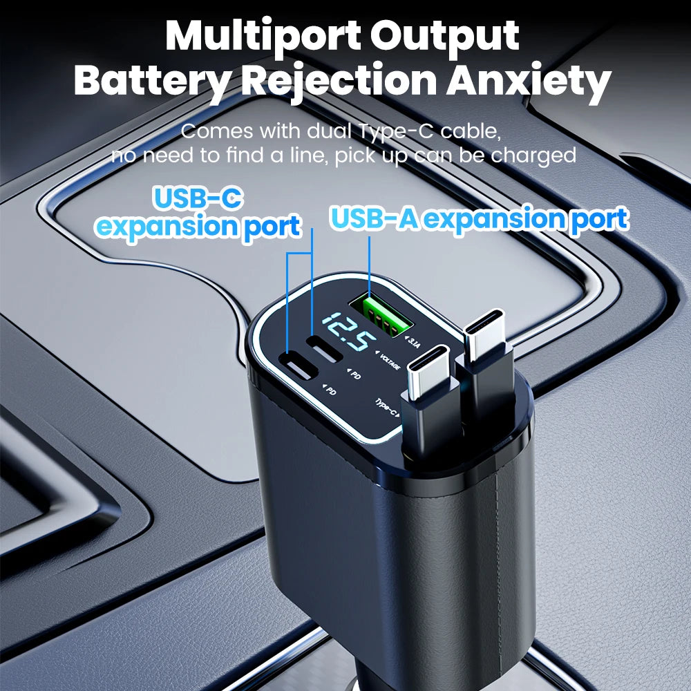 OHMORA Retractable Car Charging USB