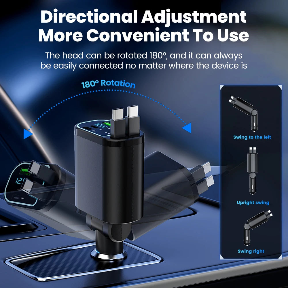 OHMORA Retractable Car Charging USB