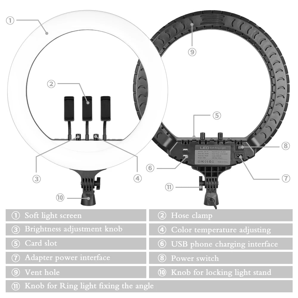 OHMORA Ring Light LED Selfie Video Lamp