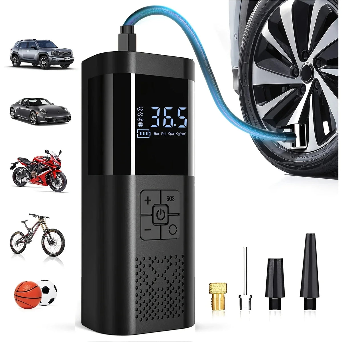 OHMORA Portable Air Compressor — 150PSI Cordless Tire Inflator with Digital Gauge