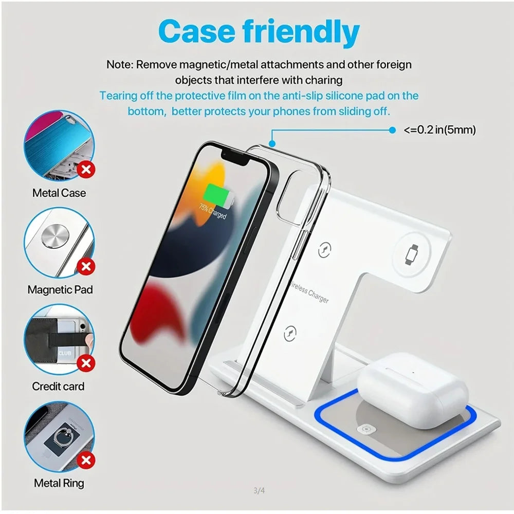OHMORA 15W 3-in-1 Wireless Charging Station — iPhone, Apple Watch & AirPods
