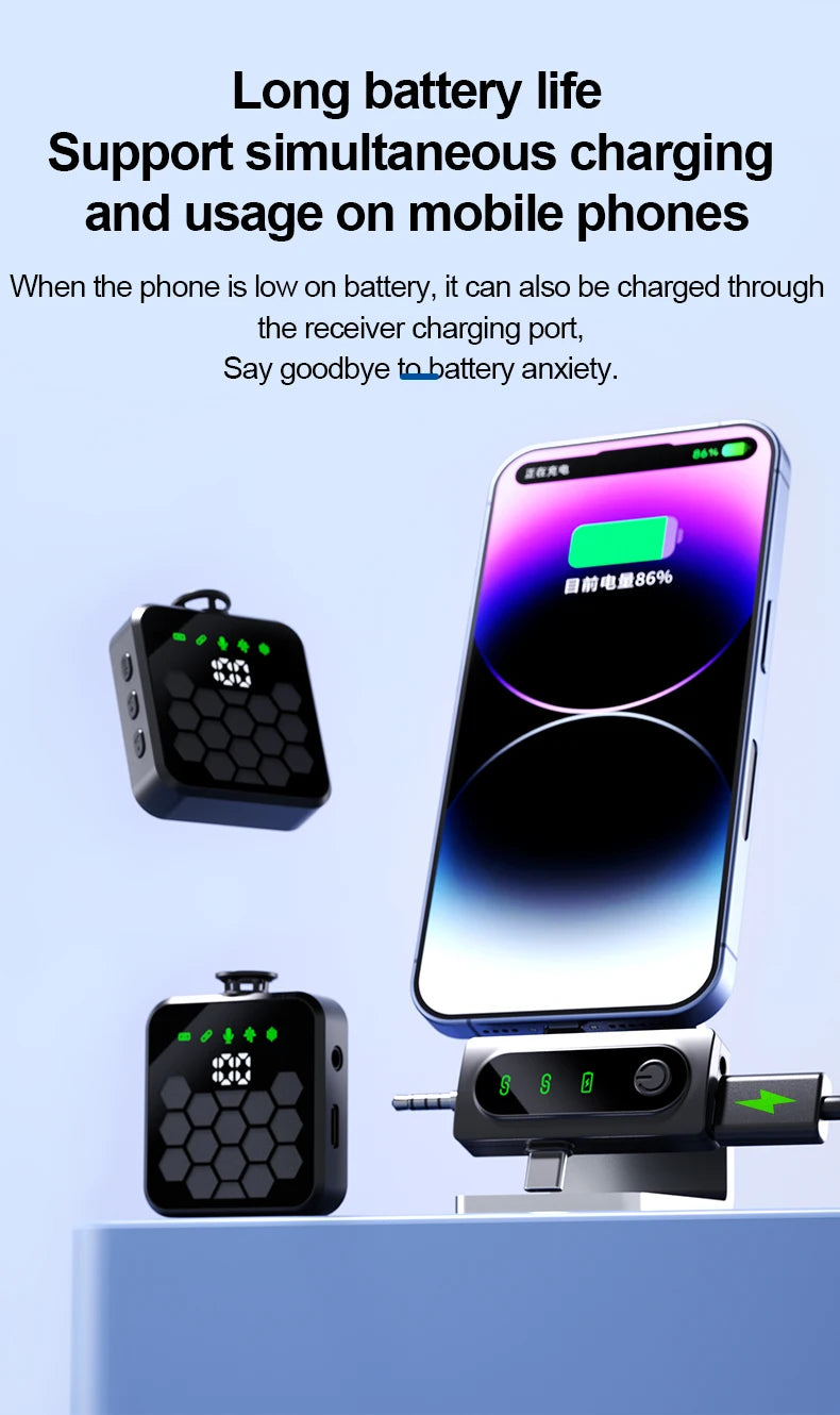 Wireless Lavalier Microphone for Camera,iPhone,Android,Video Recording Microphone Noise Reverb Sound Podcast Reduction Clip Mic