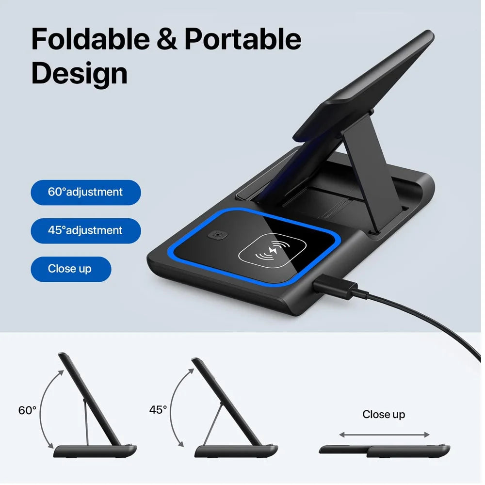 OHMORA 15W 3-in-1 Wireless Charging Station — iPhone, Apple Watch & AirPods