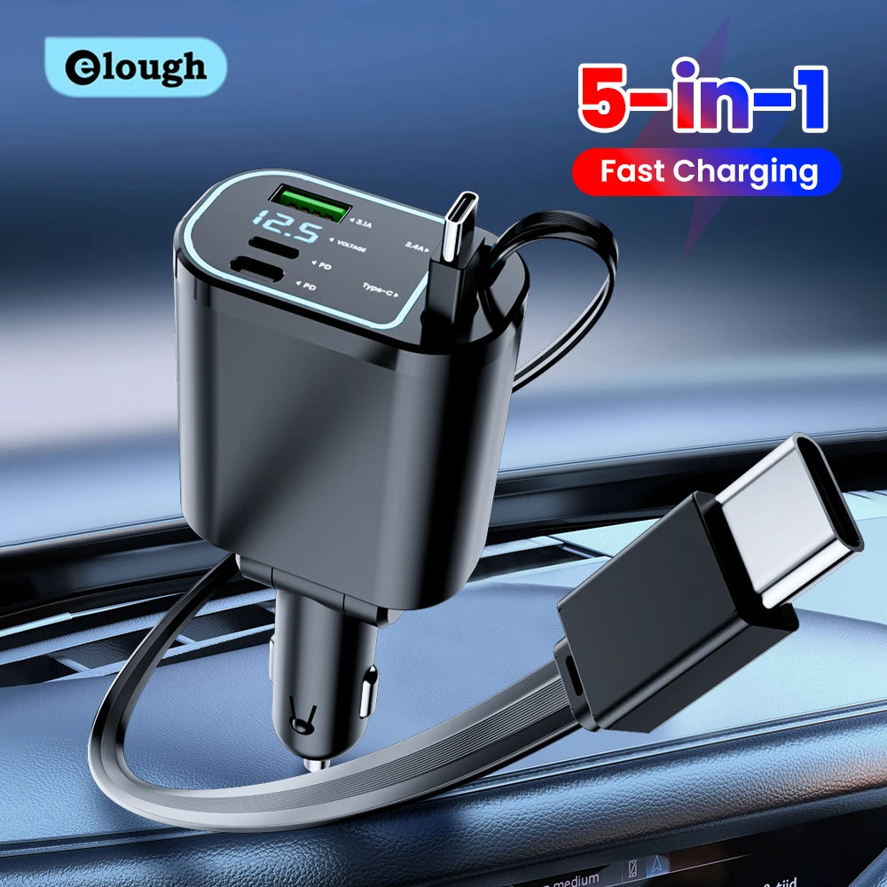 OHMORA Retractable Car Charging USB