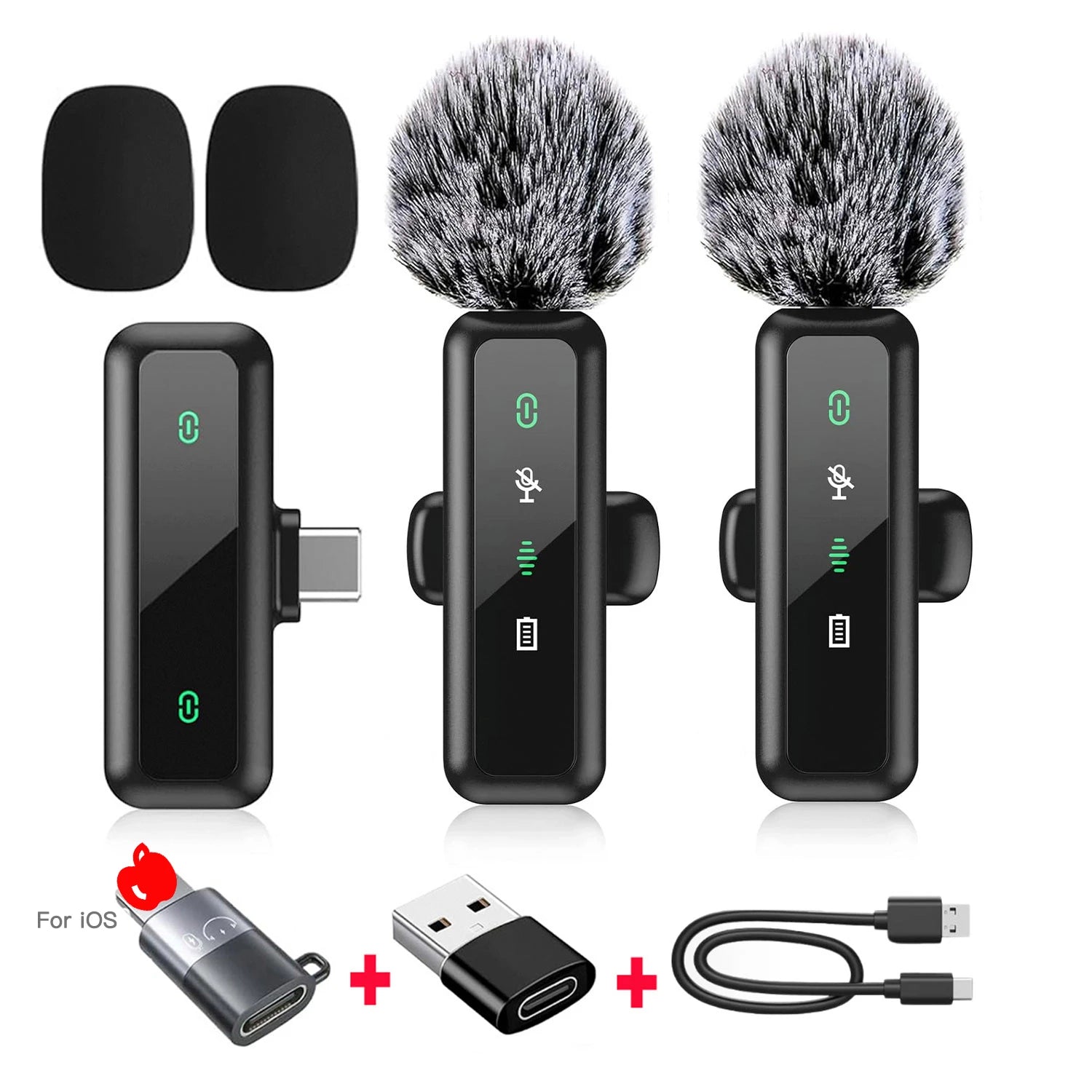 Wireless Lavalier Microphone with Noise Reduction for iPhone Android Phone/Laptop Live Vlog YouTube TikTok Audio Video Recording