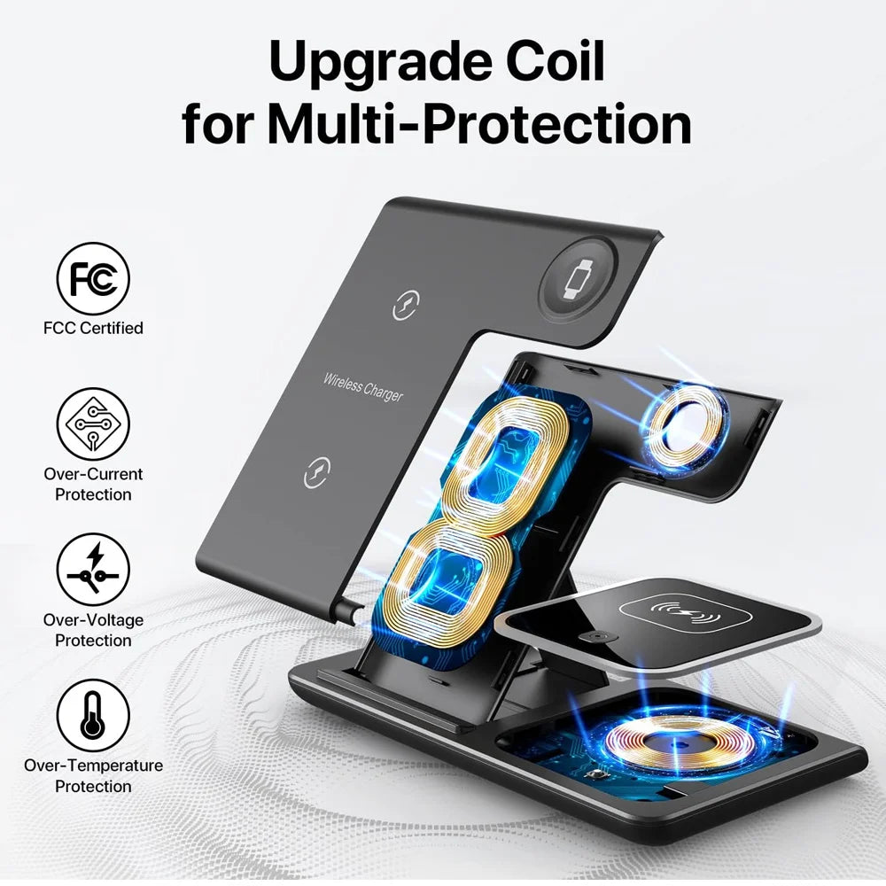 OHMORA 15W 3-in-1 Wireless Charging Station — iPhone, Apple Watch & AirPods
