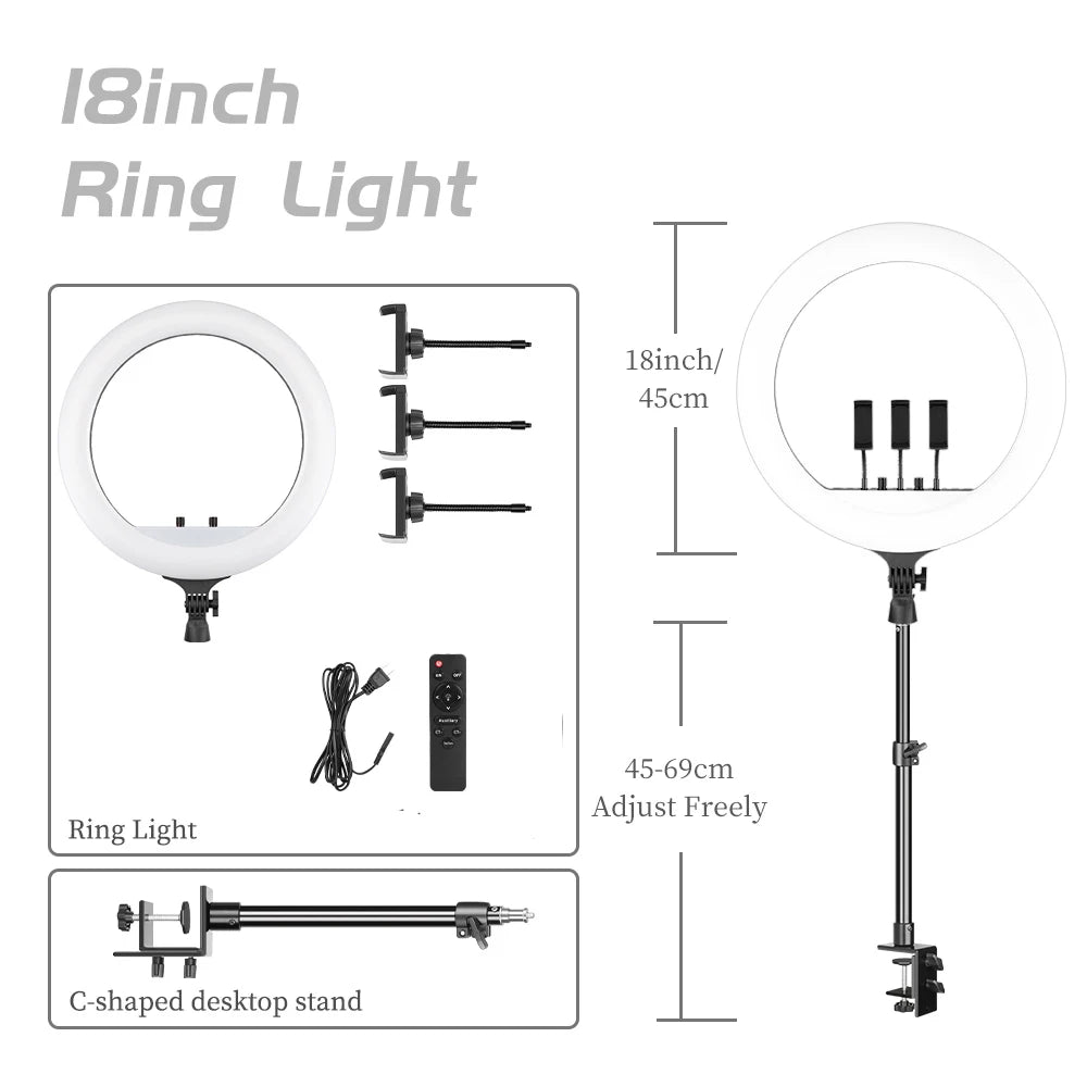 OHMORA Ring Light LED Selfie Video Lamp