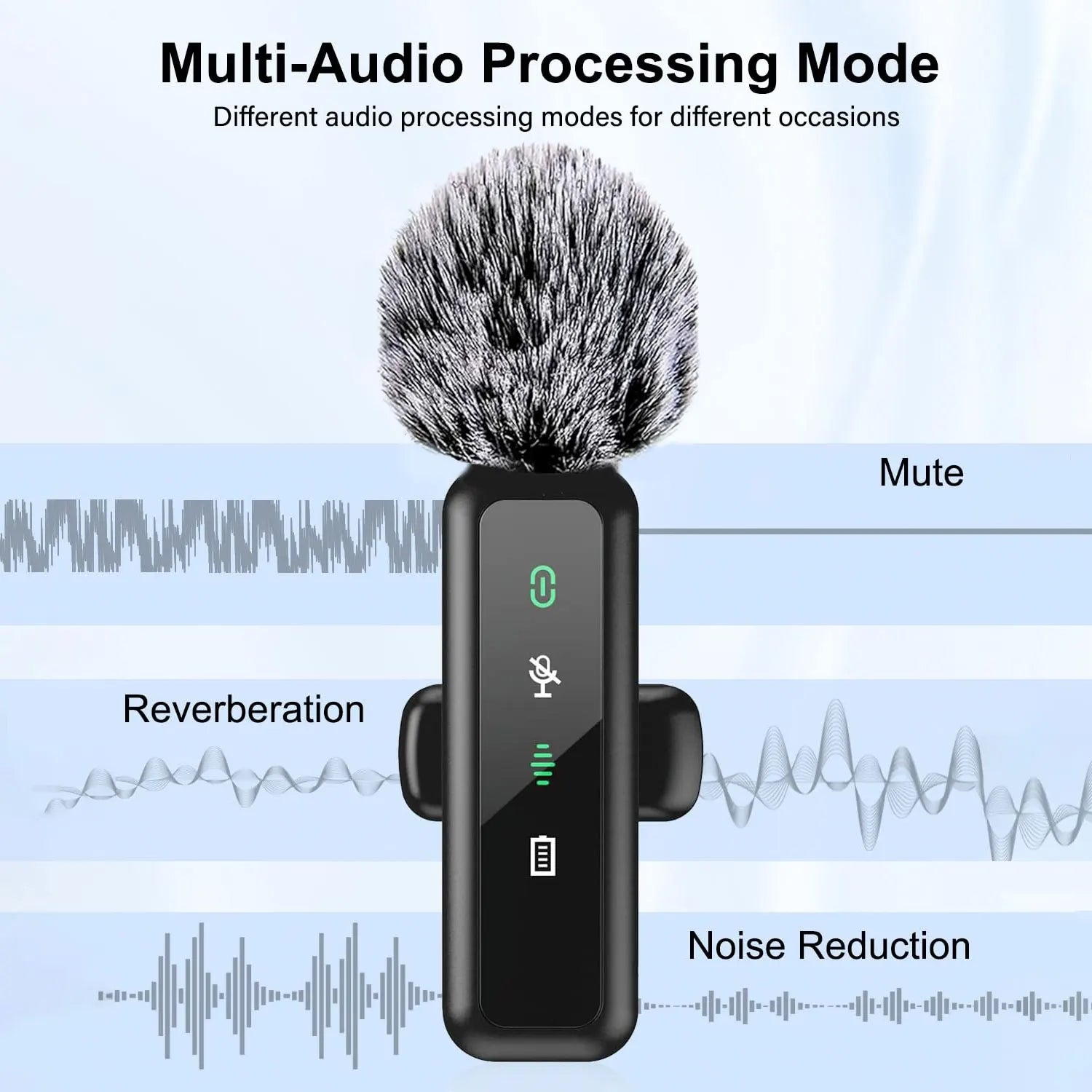 Wireless Lavalier Microphone with Noise Reduction for iPhone Android Phone/Laptop Live Vlog YouTube TikTok Audio Video Recording