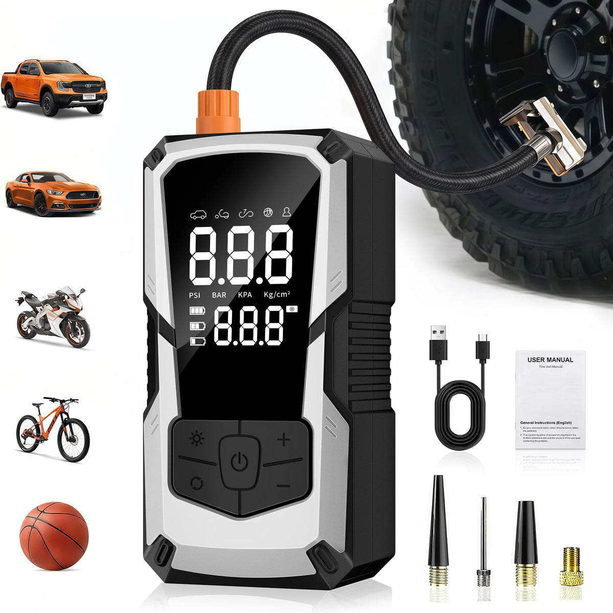 OHMORA Portable Air Compressor — 150PSI Cordless Tire Inflator with Digital Gauge